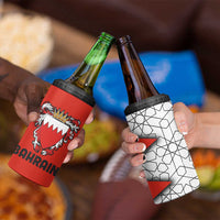 Bahrain Shield Design 4 in 1 Can Cooler Tumbler with Arabesque Tile Motif in Red