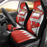 Bahrain Shield Design Car Seat Cover with Arabesque Tile Motif in Red