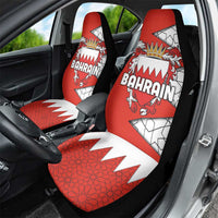 Bahrain Shield Design Car Seat Cover with Arabesque Tile Motif in Red