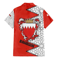 Bahrain Shield Design Family Matching Mermaid Dress and Hawaiian Shirt with Arabesque Tile Motif in Red