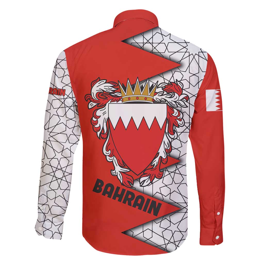Bahrain Shield Design Family Matching Short Sleeve Bodycon Dress and Hawaiian Shirt with Arabesque Tile Motif in Red