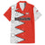 Bahrain Shield Design Family Matching Summer Maxi Dress and Hawaiian Shirt with Arabesque Tile Motif in Red