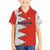 Bahrain Shield Design Family Matching Summer Maxi Dress and Hawaiian Shirt with Arabesque Tile Motif in Red