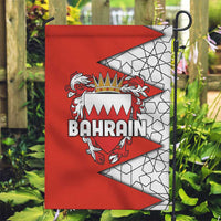 Bahrain Shield Design Garden Flag with Arabesque Tile Motif in Red