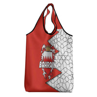 Bahrain Shield Design Grocery Bag with Arabesque Tile Motif in Red