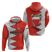 Bahrain Shield Design Hoodie with Arabesque Tile Motif in Red