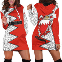 Bahrain Shield Design Hoodie Dress with Arabesque Tile Motif in Red