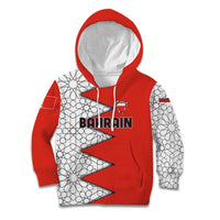 Bahrain Shield Design Kid Hoodie with Arabesque Tile Motif in Red