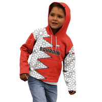 Bahrain Shield Design Kid Hoodie with Arabesque Tile Motif in Red