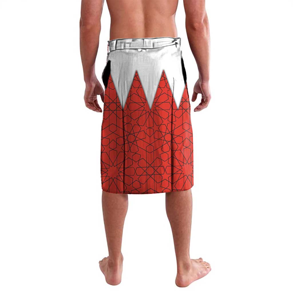 Bahrain Shield Design Lavalava with Arabesque Tile Motif in Red