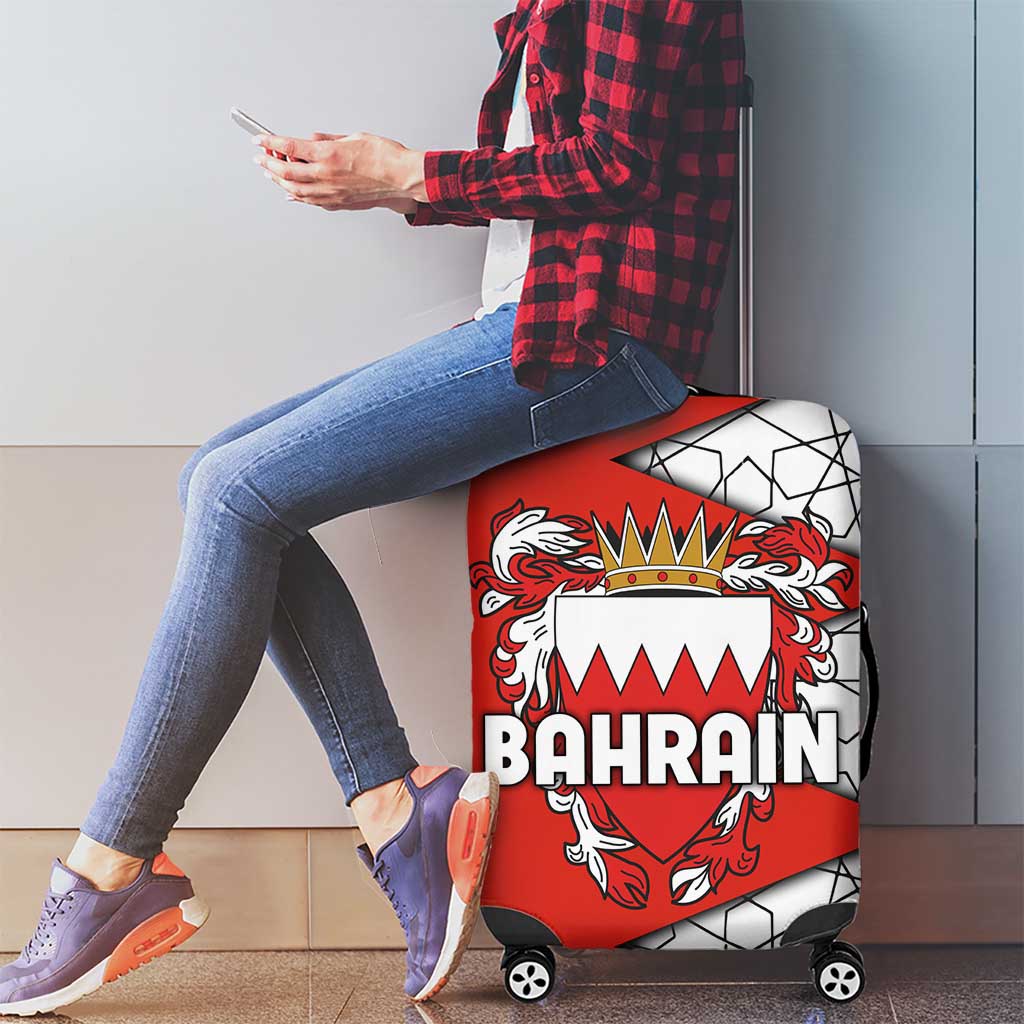 Bahrain Shield Design Luggage Cover with Arabesque Tile Motif in Red