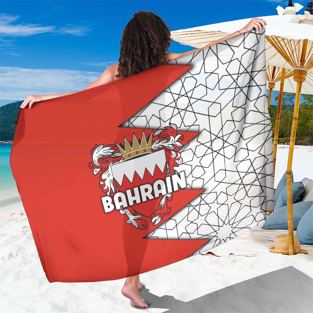 Bahrain Shield Design Sarong with Arabesque Tile Motif in Red