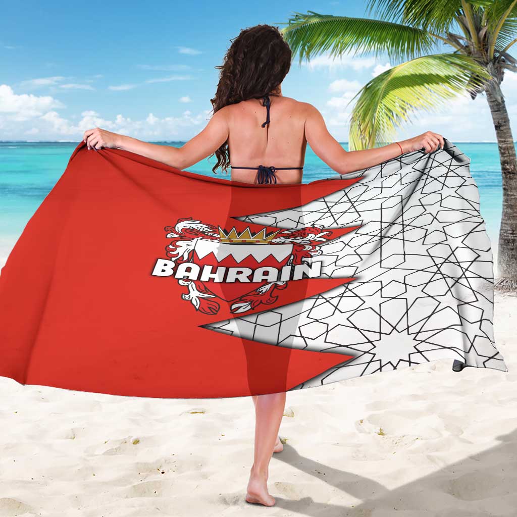 Bahrain Shield Design Sarong with Arabesque Tile Motif in Red