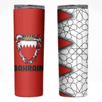 Bahrain Shield Design Skinny Tumbler with Arabesque Tile Motif in Red