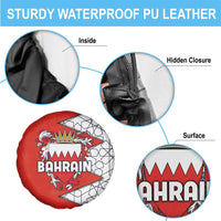 Bahrain Shield Design Spare Tire Cover with Arabesque Tile Motif in Red