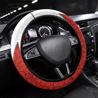 Bahrain Shield Design Steering Wheel Cover with Arabesque Tile Motif in Red
