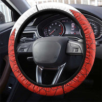 Bahrain Shield Design Steering Wheel Cover with Arabesque Tile Motif in Red