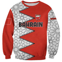 Bahrain Shield Design Sweatshirt with Arabesque Tile Motif in Red