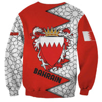 Bahrain Shield Design Sweatshirt with Arabesque Tile Motif in Red