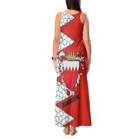 Bahrain Shield Design Tank Maxi Dress with Arabesque Tile Motif in Red