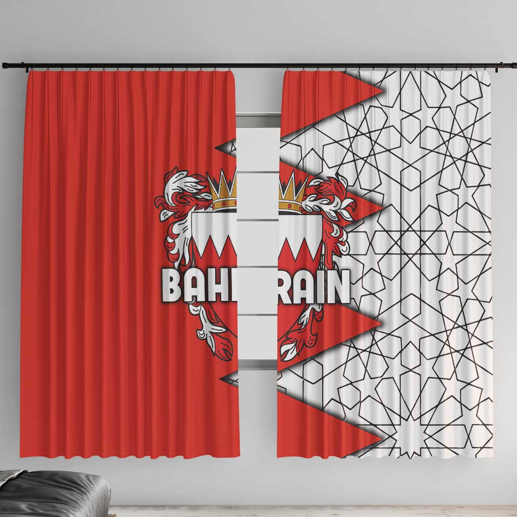 Bahrain Shield Design Window Curtain with Arabesque Tile Motif in Red
