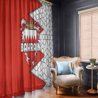 Bahrain Shield Design Window Curtain with Arabesque Tile Motif in Red