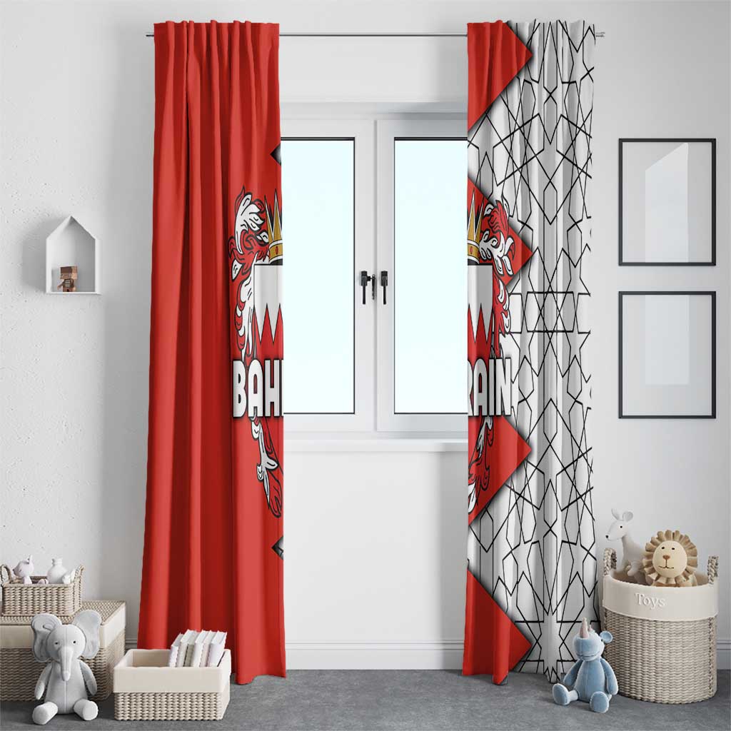 Bahrain Shield Design Window Curtain with Arabesque Tile Motif in Red