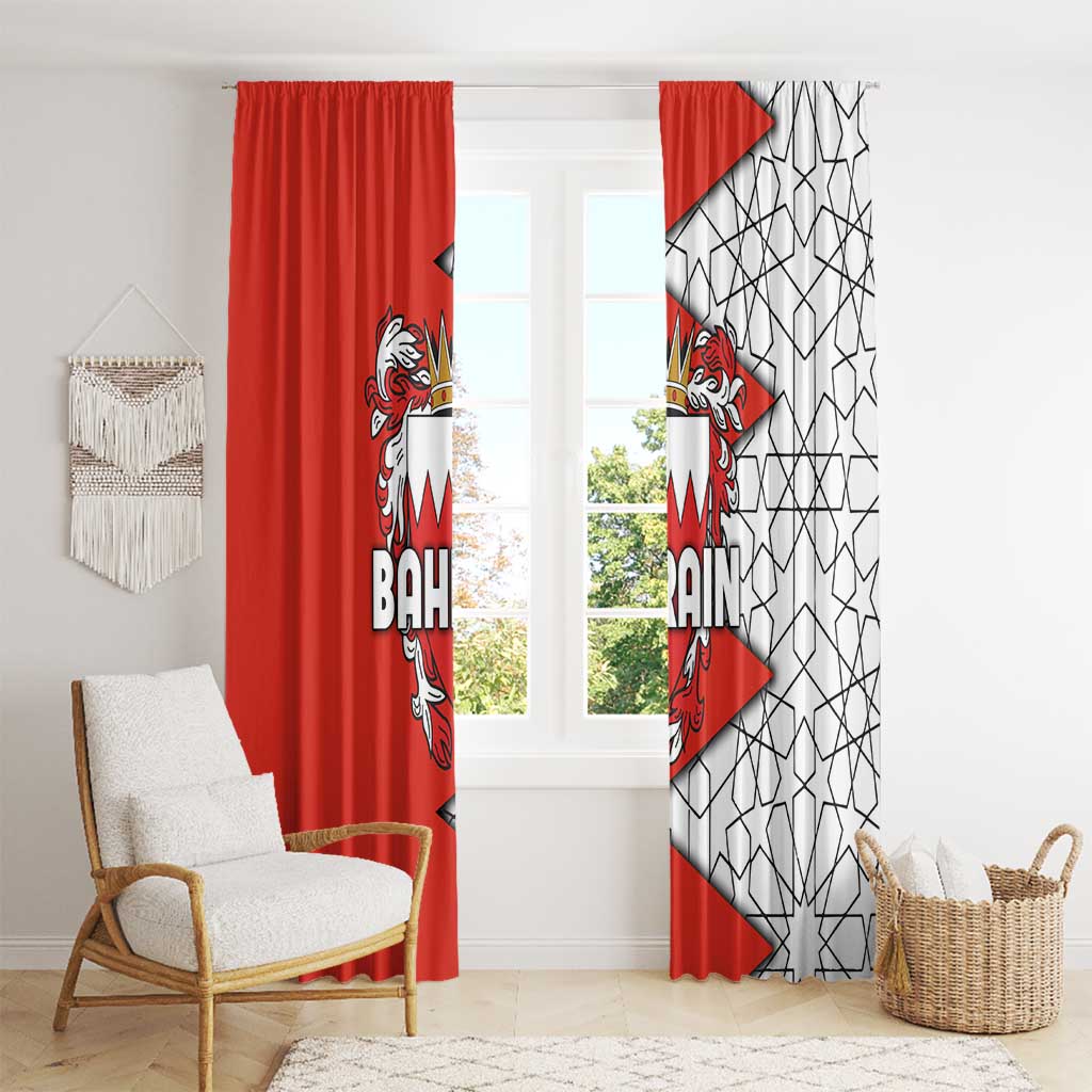 Bahrain Shield Design Window Curtain with Arabesque Tile Motif in Red