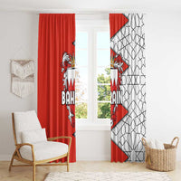 Bahrain Shield Design Window Curtain with Arabesque Tile Motif in Red