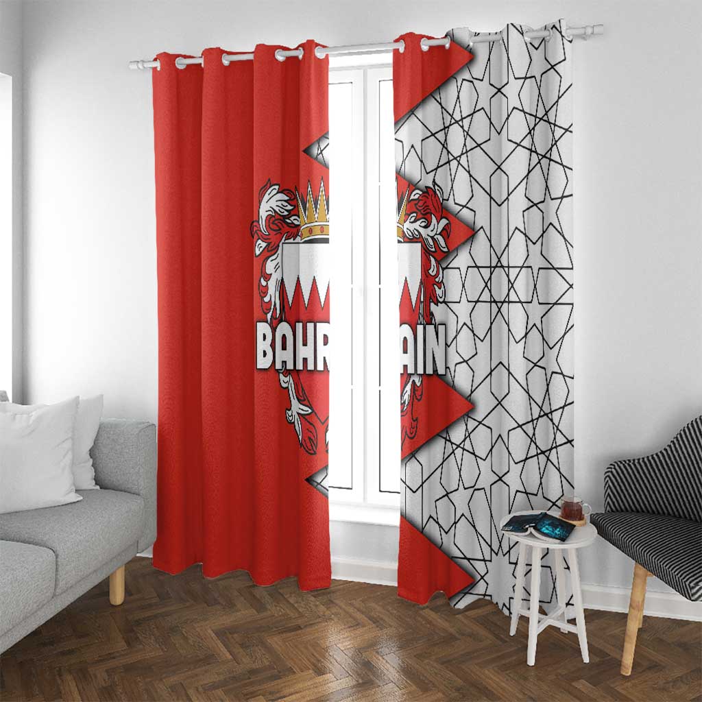 Bahrain Shield Design Window Curtain with Arabesque Tile Motif in Red