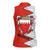 Bahrain Shield Design Women Sleeveless Polo Shirt with Arabesque Tile Motif in Red