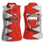 Bahrain Shield Design Women Sleeveless Polo Shirt with Arabesque Tile Motif in Red