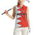 Bahrain Shield Design Women Sleeveless Polo Shirt with Arabesque Tile Motif in Red