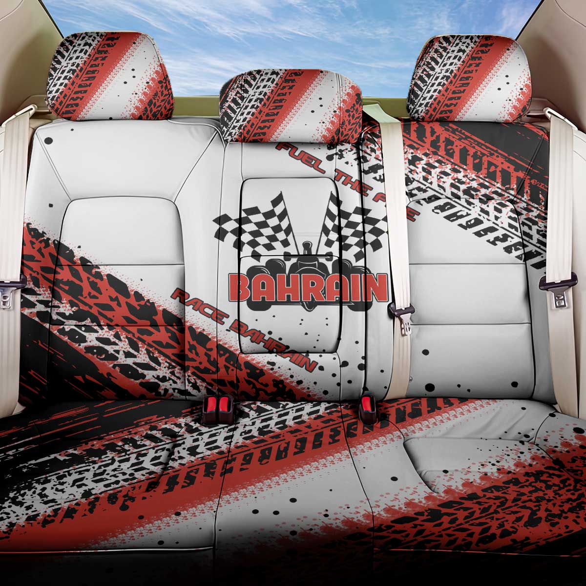 Formula 1 Inspired Bahrain Race Back Car Seat Cover with Checkered Flag Print
