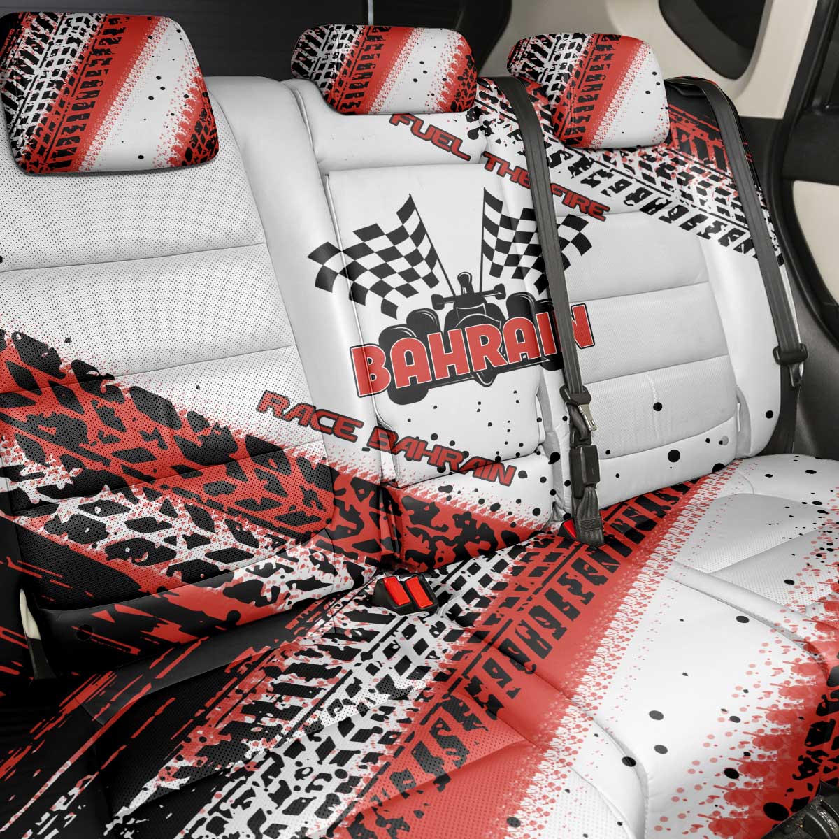 Formula 1 Inspired Bahrain Race Back Car Seat Cover with Checkered Flag Print