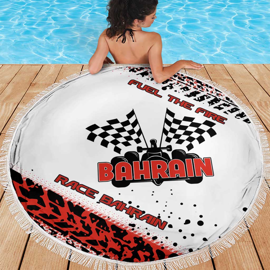 Formula 1 Inspired Bahrain Race Beach Blanket with Checkered Flag Print
