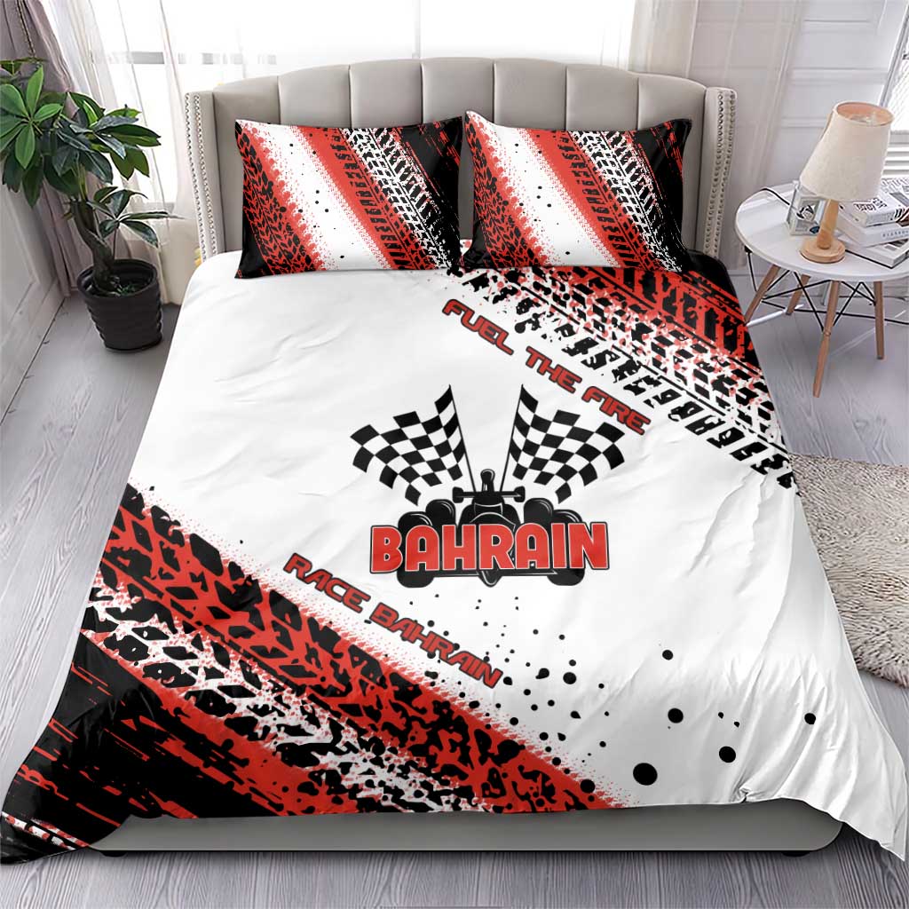 Formula 1 Inspired Bahrain Race Bedding Set with Checkered Flag Print