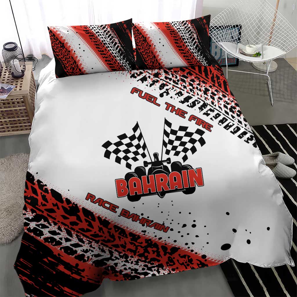 Formula 1 Inspired Bahrain Race Bedding Set with Checkered Flag Print
