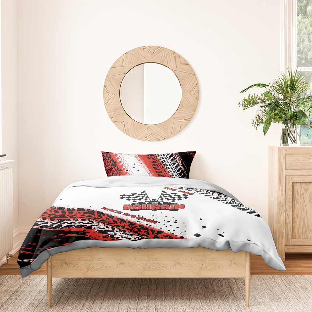 Formula 1 Inspired Bahrain Race Bedding Set with Checkered Flag Print