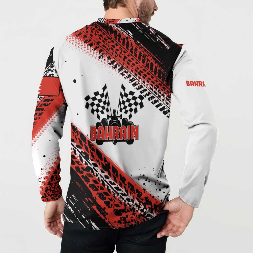 Formula 1 Inspired Bahrain Race Button Sweatshirt with Checkered Flag Print