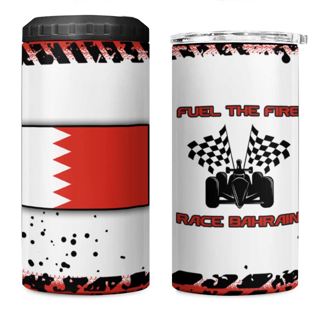 Formula 1 Inspired Bahrain Race 4 in 1 Can Cooler Tumbler with Checkered Flag Print