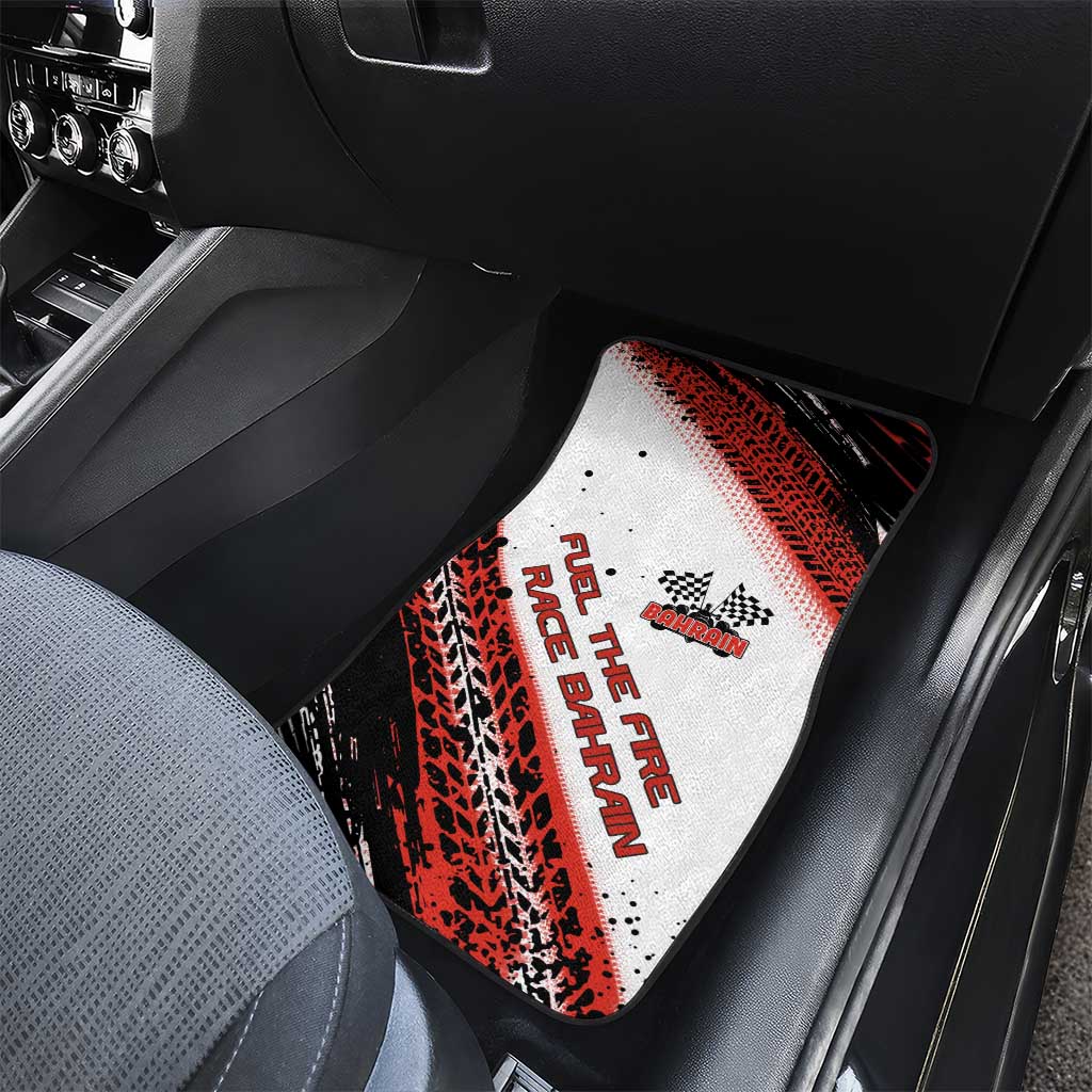 Formula 1 Inspired Bahrain Race Car Mats with Checkered Flag Print