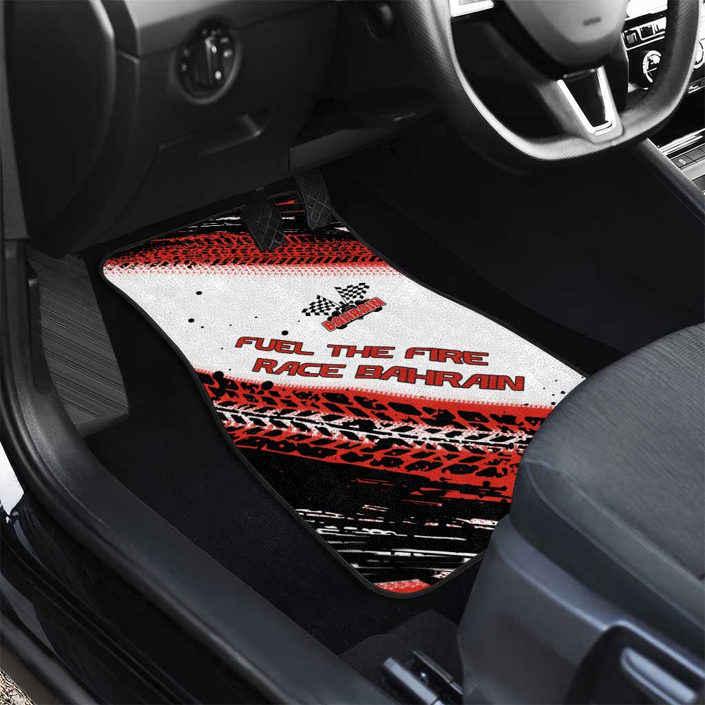 Formula 1 Inspired Bahrain Race Car Mats with Checkered Flag Print