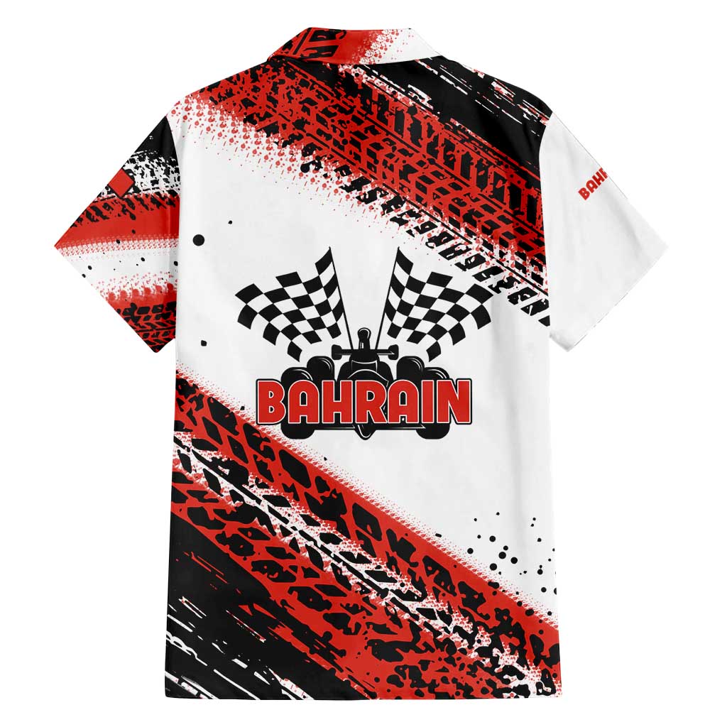 Formula 1 Inspired Bahrain Race Family Matching Long Sleeve Bodycon Dress and Hawaiian Shirt with Checkered Flag Print