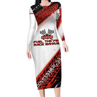 Formula 1 Inspired Bahrain Race Family Matching Long Sleeve Bodycon Dress and Hawaiian Shirt with Checkered Flag Print