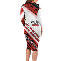 Formula 1 Inspired Bahrain Race Family Matching Long Sleeve Bodycon Dress and Hawaiian Shirt with Checkered Flag Print