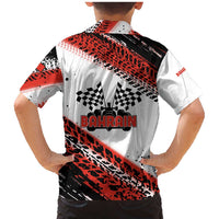 Formula 1 Inspired Bahrain Race Family Matching Mermaid Dress and Hawaiian Shirt with Checkered Flag Print