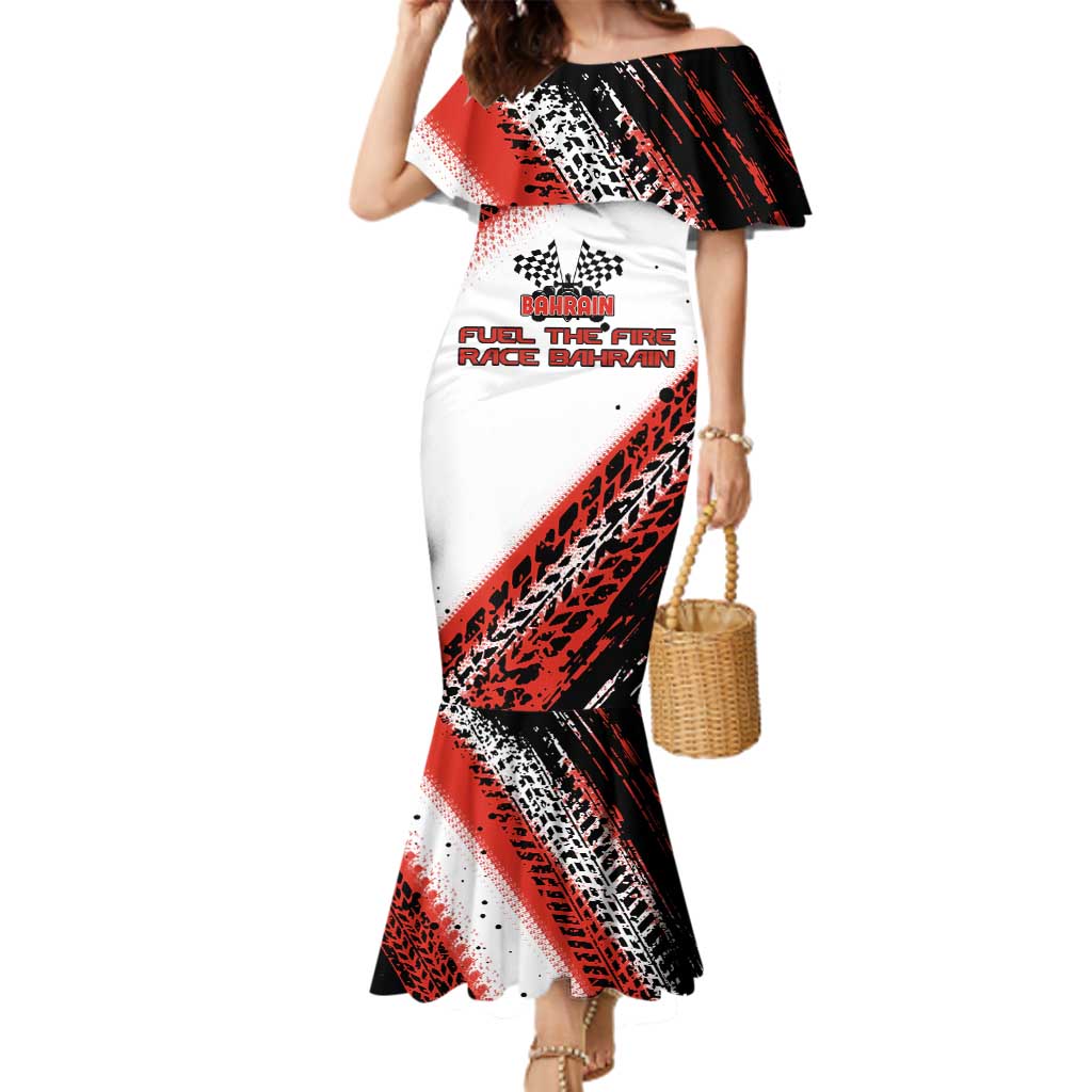 Formula 1 Inspired Bahrain Race Family Matching Mermaid Dress and Hawaiian Shirt with Checkered Flag Print