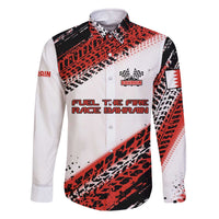 Formula 1 Inspired Bahrain Race Family Matching Off The Shoulder Long Sleeve Dress and Hawaiian Shirt with Checkered Flag Print