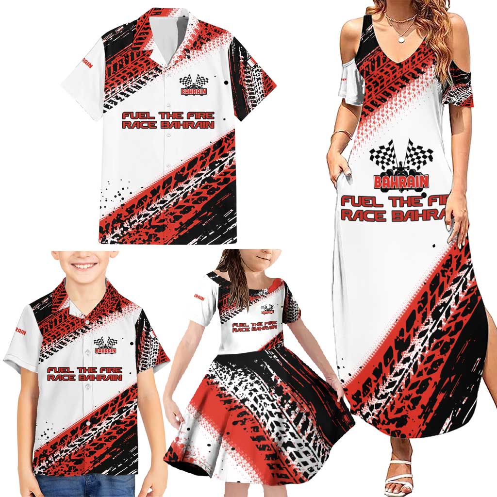 Formula 1 Inspired Bahrain Race Family Matching Summer Maxi Dress and Hawaiian Shirt with Checkered Flag Print